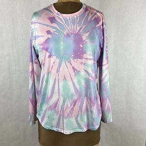 Lauren James Co Tie Dye Performance Shirt Top Size Small Pastel Long Sleeve